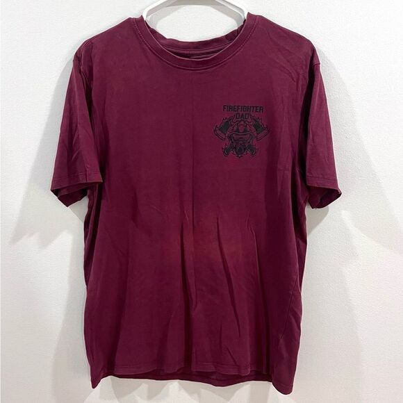 Firefighter dad burgundy and black tshirt size large - Picture 2 of 4